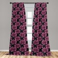 thumbnail image 2 of Floral Window Curtains, Romantic English Garden Bloom of Roses on Dark Colored Background, Lightweight Decor 2-Panel Set with Rod Pocket, Pair of - 28"x95", Pastel Pink and Pale Blue, by Ambesonne, 2 of 3