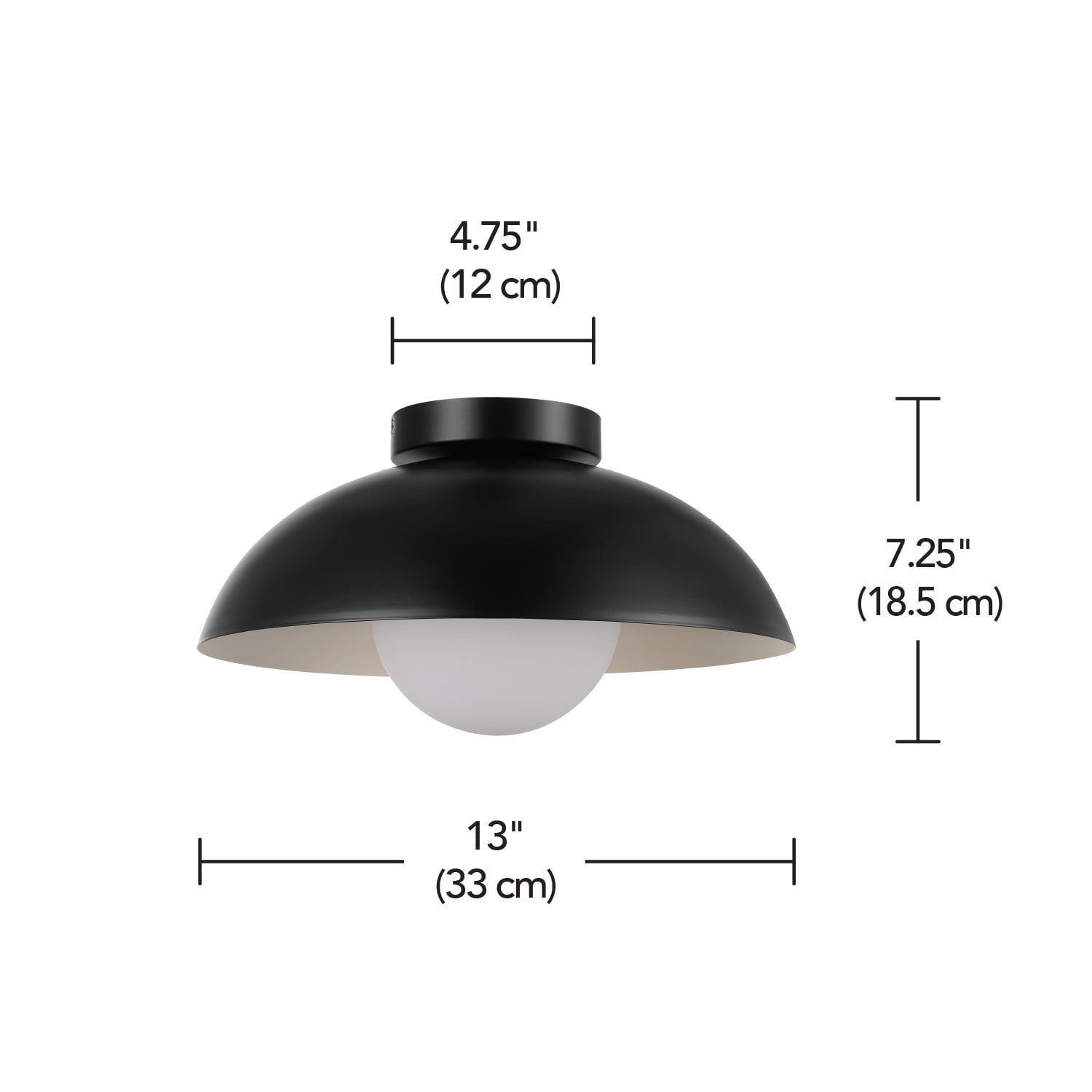 Globe Electric 1-Light Matte Black Indoor Flush Mount Ceiling Light White Opal Glass Shade