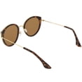thumbnail image 4 of Modern Cat Eye Sunglasses Metal Trim Round Colored Mirror Flat Lens 53mm (Tortoise Gold / Brown Mirror), 4 of 4