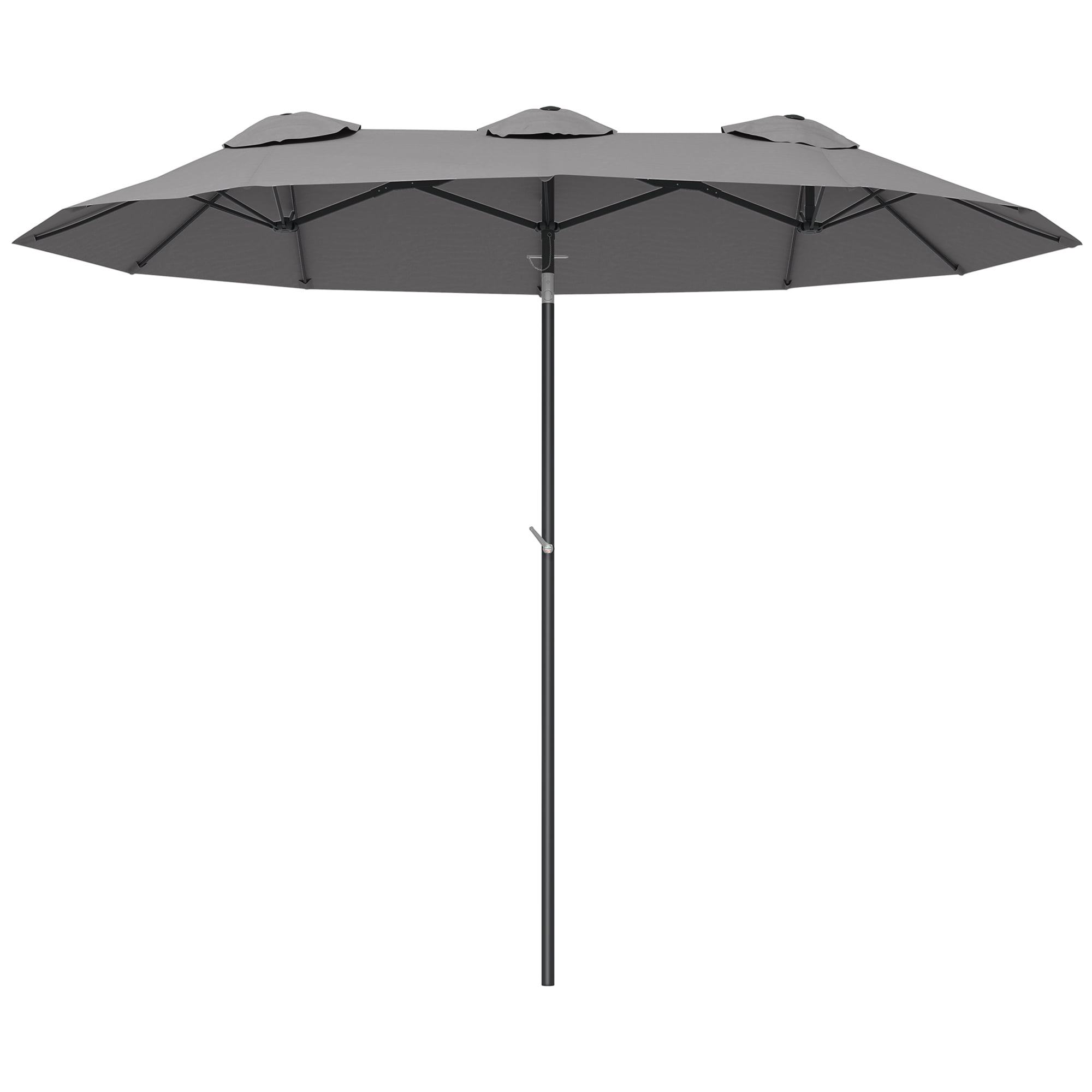 Outsunny 9.5' Double-sided Patio Umbrella with Tilt Outdoor Umbrella, Grey