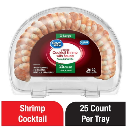 Great Value Cooked X-Large Shrimp Ring with Cocktail Sauce, 20 oz, Frozen