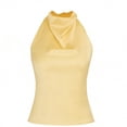 thumbnail image 6 of Miluxas Women's High Neck Halter Solid Top Sleeveless Backless Double Strap Cutout Tank Top for Party Club Yellow, 6 of 6
