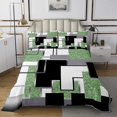 thumbnail image 1 of YST Lime Green Black Grey Quilt Set Queen Abstract Geometric Checkered Bedspread Set Square Sequins Coverlet Set For Kids Adults,Geometry Grid Bed Set For All Season Room Decor, 1 of 5