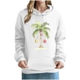 thumbnail image 3 of Fartey Christmas Hoodies for Women Trendy Xmas Graphic Pullover Tops Loose Casual Long Sleeve Drawstring Hooded Sweatshirts Fall Winter Fleece Pullover Tops with Pockets White S, 3 of 5