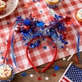 thumbnail image 2 of Patriotic Red White Blue Headband, Sparkly Tinsel & Star Hair Hoop for 4th of July Parties, 2 of 7