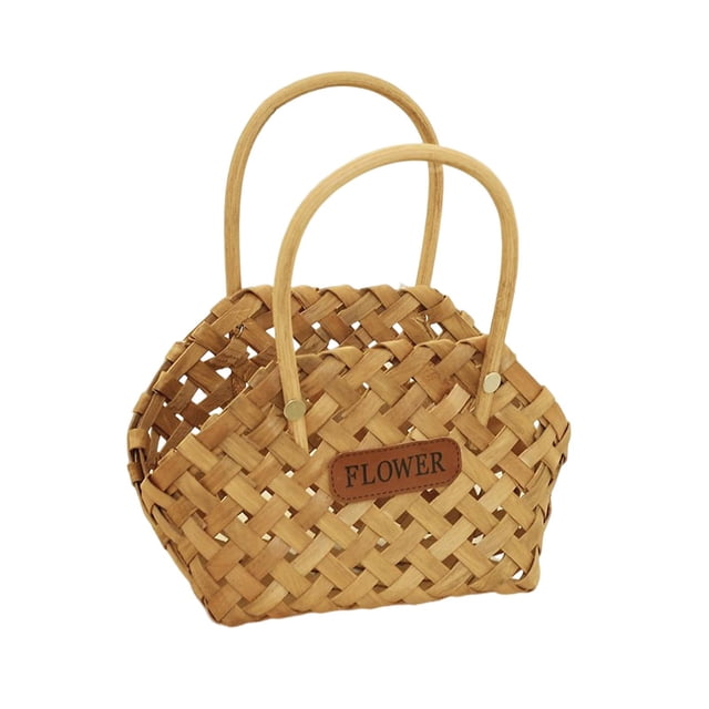 Cesta de flores tejida a mano Cesta de regalo decorativa con virutas de madera Cesta de mimbre hecha a mano Marrón