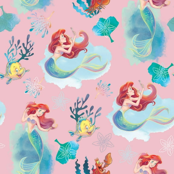 Disney Princess Ariel Flounder Under the Sea Cotton Fabric