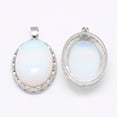 thumbnail image 2 of 10 pc Opalite Pendants with Brass Findings Oval Platinum 30x21x10~11mm Hole: 6x4mm, 2 of 2
