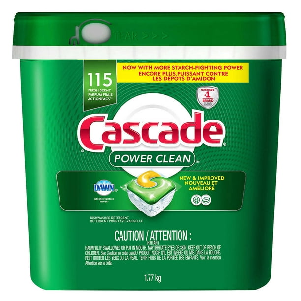 Cascade Détergent pour Lave-Vaisselle Power Clean ActionPacs 119-Count par Puissance de Lutte contre la Graisse de l'Aube 1,77 Kg
