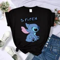 thumbnail image 3 of Camiseta de algodón para niños de Kawaii Disney Lilo Stitch, camiseta de verano con estampado de corazón de Stitch de dibujos animados, ropa bonita de Disney Anime para niños, 3 of 5