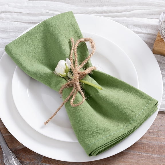 AUQ Cotton Linen Napkins Set of 4 17"X17" Reusable Cloth Napkins Sage Green | Washable Durable Dinner Napkins Stonewashed Linen Napkins Cloth for Wedding Party Bridal Shower Everyday Use