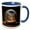 Blue/White, variant on 3drose, Photo of a Snow Globe with a Winter Scene of a Snowy Village at Night., 11oz Two-tone Black Mug