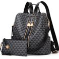 thumbnail image 1 of Makes Mochila Monedero para Mujer Bolso de Viaje de Cuero PU Bolso de diseño Convertible con Monedero 2 Piezas, 1 of 5