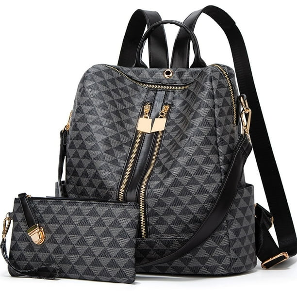 Makes Mochila Monedero para Mujer Bolso de Viaje de Cuero PU Bolso de diseño Convertible con Monedero 2 Piezas