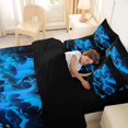 thumbnail image 4 of Feelyou Ghost Dragon Animal Twin Bedding Sets for Kids Boys Girls, Volcano Mountain Bedding Comforter Set, Black Blue, Black Reversible, 7pcs, 4 of 7