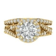 thumbnail image 2 of 2.32 ct Brilliant Round Cut Zircon 18K Yellow Gold Halo Solitaire with Accents Engagement Bridal Wedding Ring Band Set size 10.5, 2 of 7