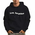 thumbnail image 3 of Men's 100% Cotton Los Angeles Letters Hoodie 330g Heavy Pocket Hood, 3 of 15