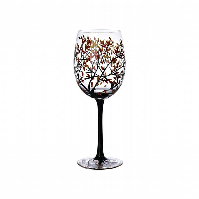 Hand-Painted Tree Wine Glass, 550ml Artistic Ceramic Cup for Birthdays, Weddings, Unique Seasonal Design, Dishwasher Safe, Gift Packaging