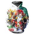 thumbnail image 2 of Utoimkio Men's Christmas Hooded Sweatshirts Pullover Long Sleeve Santa Claus Print Hoodie Pullover Sweaters Casual Crewneck Sweatshirts Christmas Pullover Tops for Men with Pockets, 2 of 3