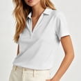 thumbnail image 6 of VBVC Women's Short Sleeve V-Neck Collared Shirt, Ladies' Casual Solid Color Golf Top, Breathable Work Office T-Shirt For Women,White,S-2XL, 6 of 9