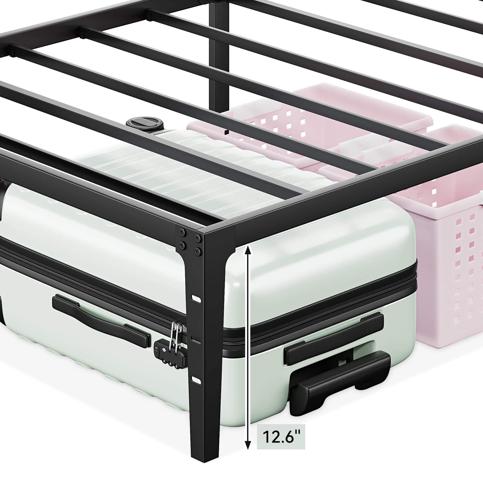 Twin/Full/Queen/King Size Bed Frame, Sturdy Metal Platform Bed Frame with Under Bed Storage, Heavy Duty Steel Slat Support, No Box Spring Needed, Easy Assembly, Suitable for Bedroom
