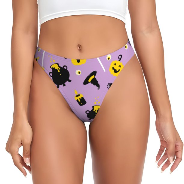 Balery Cute Halloween Tangas de Algodón para Mujer con Estampado – Ropa Interior Sexy, Transpirable, G-string-XX-Large