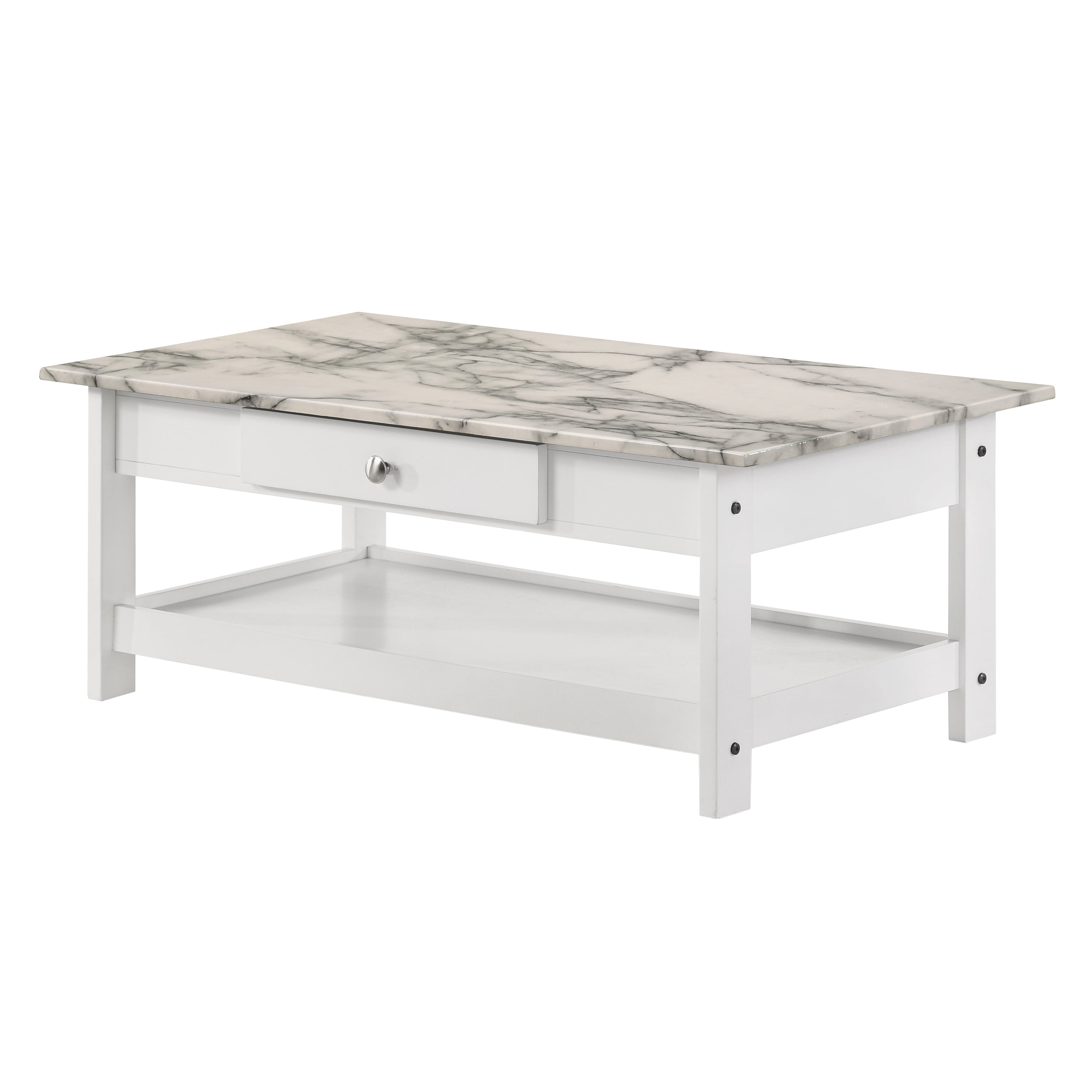 Furniture of America Umbra Storage Wood White 3-Piece Coffee Table Set