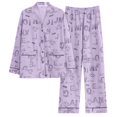 thumbnail image 5 of Pijama de mujer de punto de algodón de primavera y otoño de manga larga fina de talla grande con cuello kimono conjunto de ropa de casa, 5 of 5