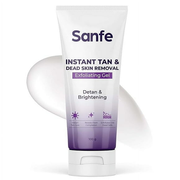 Sanfe Instant Tan & Dead Skin Removal E | AHA Exfoliation in Minutes | Smooth & Bright Skin | 100g