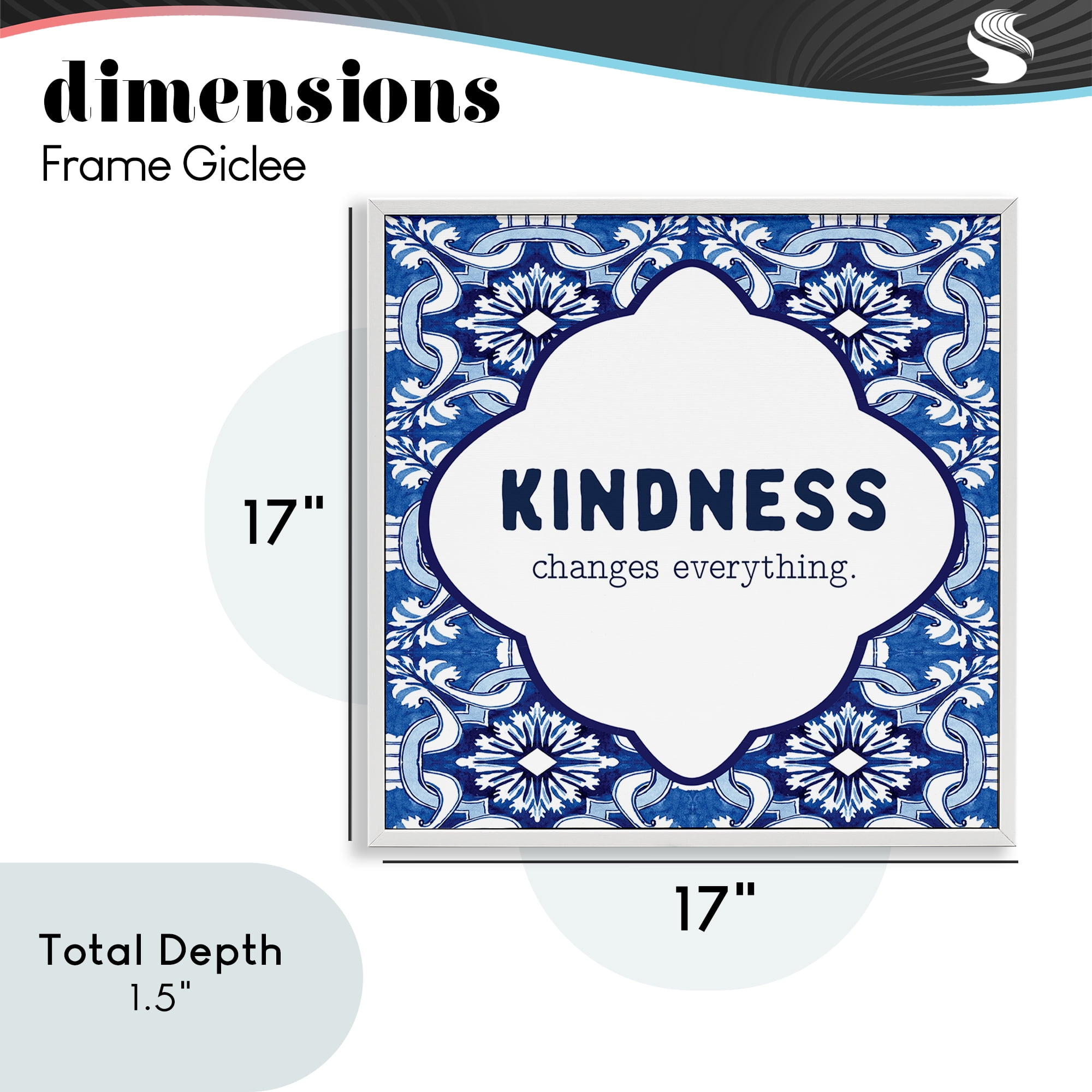 Patterned Kindness Changes Everything White Framed Giclee Art, design by Lettered and Lined