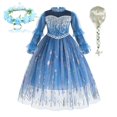 thumbnail image 1 of Vestido de Elsa para niña, vestido de copo de nieve de lentejuelas congeladas, Otoño Invierno, fiesta de Halloween, manga con volantes, disfraz de princesa, 5-6Y Tag-130 Gao Jinjia LED, 1 of 2