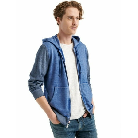 New Lucky Brand Venice Burnout Color block Hoodie Long Sleeves Blue HTR Sz M 3231-6