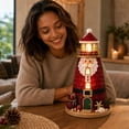 thumbnail image 3 of Velorith Christmas Lighthouse Craft Kit with LED Light and Vintage Quilted Design – Acrylic Tabletop Ornament for Mantel Shelf Coffee Table Holiday Display, 3 of 7