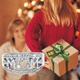 thumbnail image 4 of Censtreet Women Girls WhiteS Gold Plated Rhinestone Heart MOM Letter Sterling Silver Ring with Rose Flower, 4 of 7