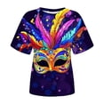 thumbnail image 4 of Jsaierl Women's Mardi Gras Shirts Cute Carnival Themed Mask Graphic Tees Loose Fit Short Sleeve T Shirts Blouses Dressy Casual Round Neck Parade Tops, 4 of 4