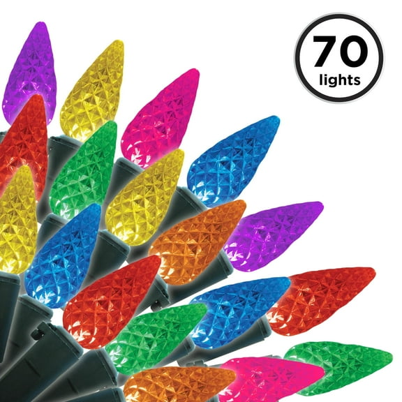 Brite Star 35 Lt Faceted C6 LED Lights, Multi/Purple/Pink (Set of 2)