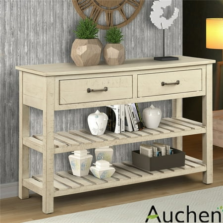 Auchen Console Table Retro Entryway Table With Drawers And Shelf