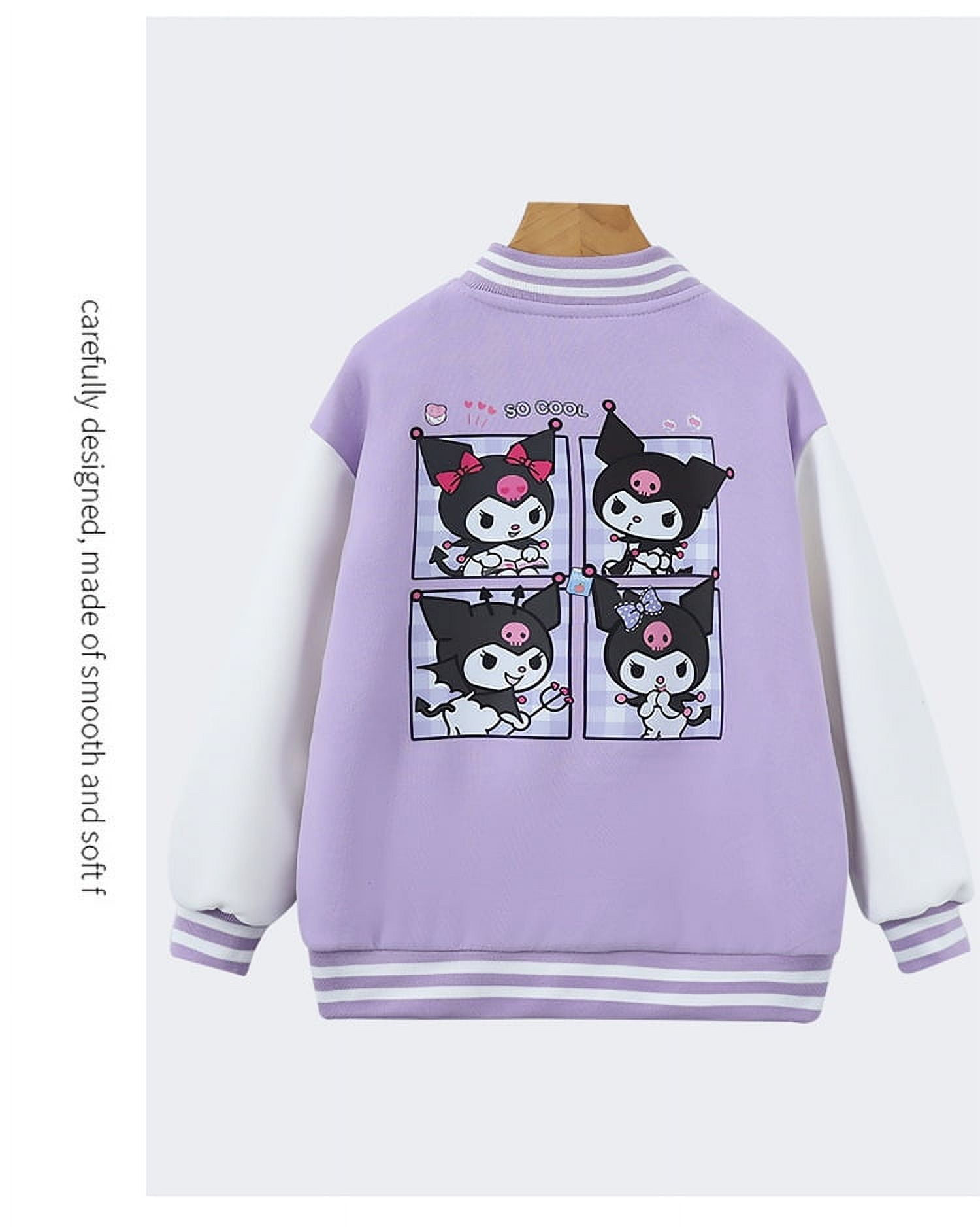 Toddler Girl Varsity Jacket Kuromi Long Sleeve Baseball Bomber