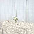 thumbnail image 5 of BalsaCircle Satin 90" x 132" Raised Rectangle Tablecloth Rosette Floral Dinner Kitchen Ivory, 5 of 8