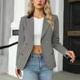 thumbnail image 5 of ZQUUVOU Blazers for Women Business Casual Long Sleeved Double Office Slim Suits Jackets with Pocket Buttoned Notch Collar Blazer Gray, 5 of 8