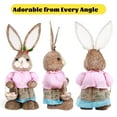 thumbnail image 4 of DUNCHATY 25" Easter Bunny Decor, Easter Toys for Kids, Straw Standing Rabbit Statue with Basket Eggs, Farmhouse Spring Decor, Crafts for Floor Home and Indoor Party Wedding, 4 of 8