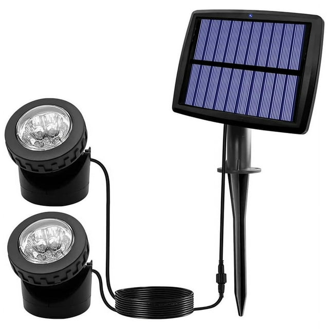 Solar Pond Spotlights, LED Solar Underwater Lights with Dual Waterproof Submarine Landscape Spotlight Lighting C