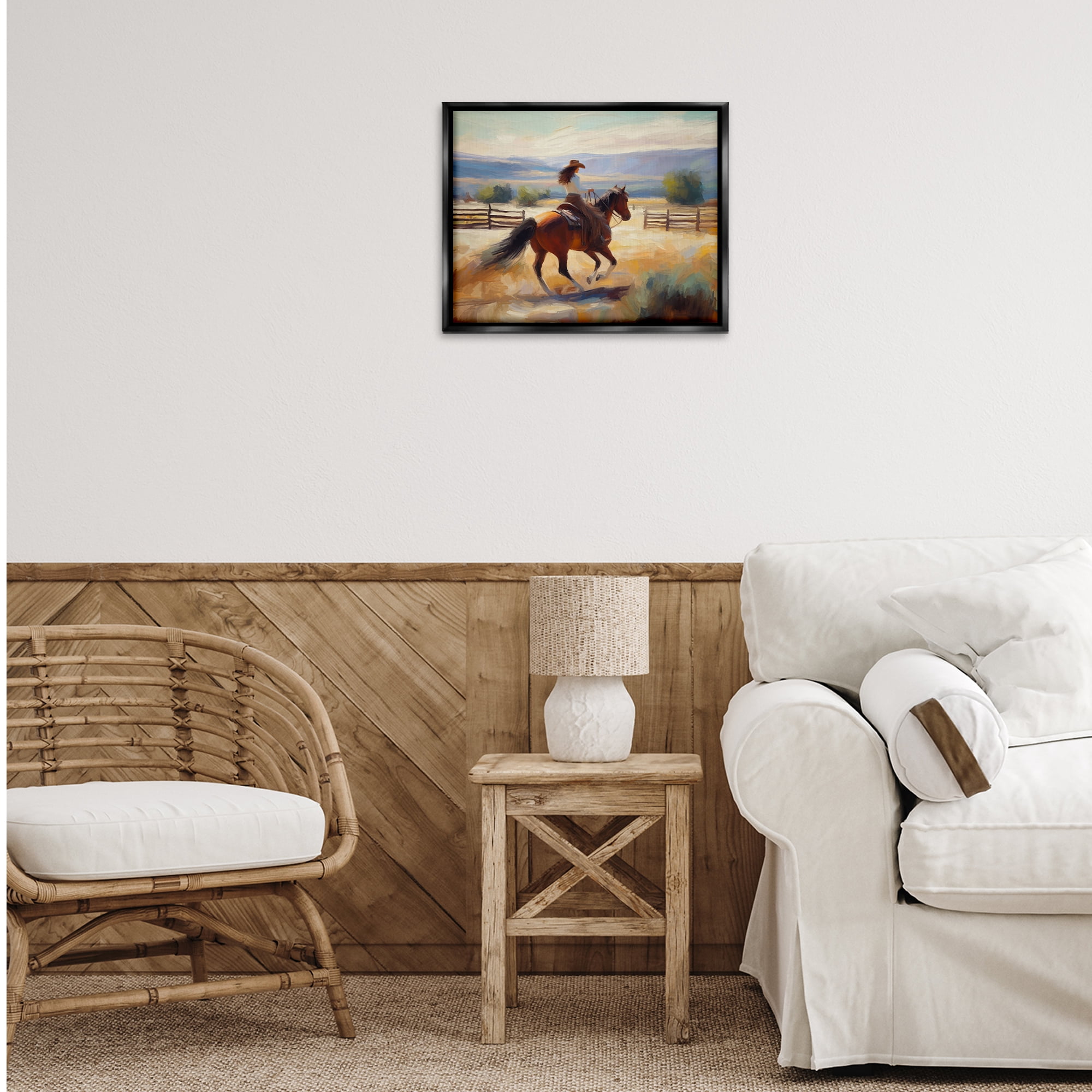 Stupell Industries Ride Like The Wind Landscape Painting Black Floater Framed Canvas Art Print Wall Art, 21 x 17