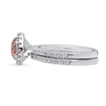 thumbnail image 3 of BERRICLE Sterling Silver Halo Wedding Engagement Rings Red Orange Round Cut Cubic Zirconia CZ Kaleidoscope Ring Set for Women, Rhodium Plated Size 9.5, 3 of 10