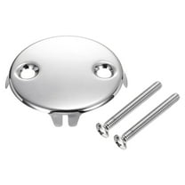 Bathtub Drain Overflow Plate, Universal Dual Hole Tub Drain Cover with Screw for Most Standard Bath Tub Drains Bathroom Household, Chrome