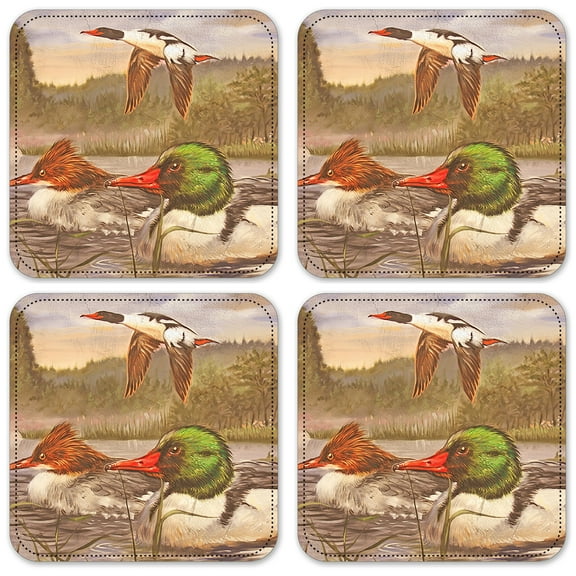 Vinyl Drink Coasters - Set of 4 - Ducks Taking Flight