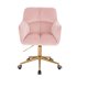 thumbnail image 2 of Silla de oficina, escritorio de altura ajustable y giratoria tapizada en Terciopelo en estructura en cromo dorado base estrella con ruedas, SKU EL18019-1 GD ROSA TERCIOPELO, 2 of 5