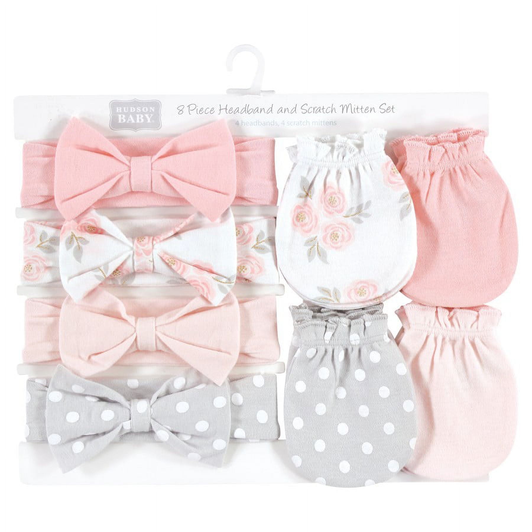 Hudson Baby Infant Girl Cotton Headband and Scratch Mitten