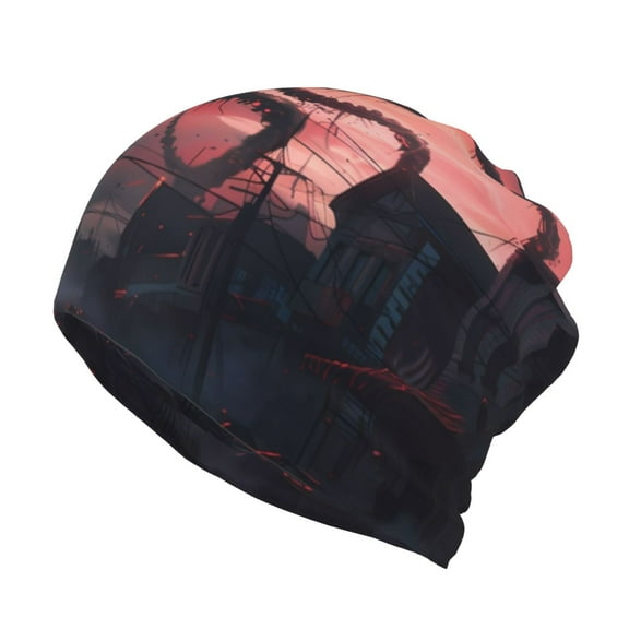 Rateoe Giant Monster Over City Cotton Slouchy Beanie Hat for Men/Women,Lightweight Oversize Large Thin Skull Cap Night Sleeping Cap