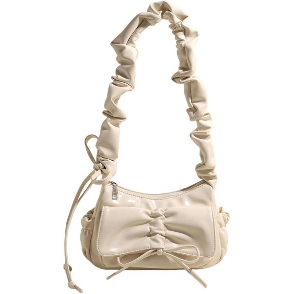 Ladies Fashion Folding Strap Crossbody 2025 Bowknot Shoulder Handbag Summer Commuter Handbag Drawstring Flap
